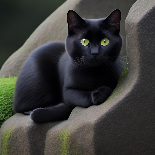 Schwarze Katze auf dem Friedhofszaun