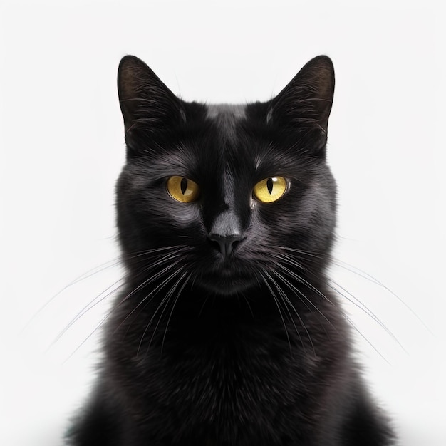 Schwarze Katze auf einem isolierten weißen Hintergrund