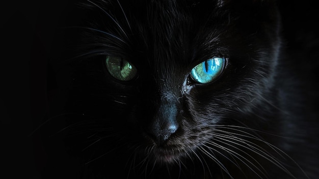 schwarze Katze aus der Nähe