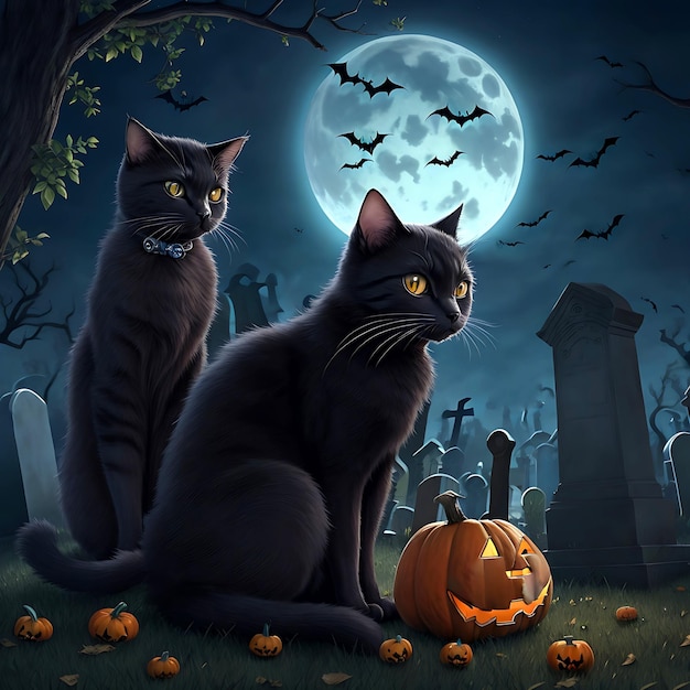 Schwarze Katze Halloween Ai Generative