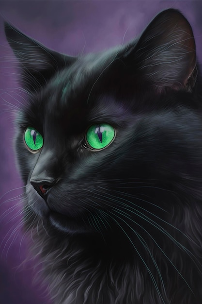 Schwarze Katze, Illustration eines entzückenden Kätzchens mit schönem Fell und lustigen Gesichtsausdrücken, die mit generativer KI-Technologie erstellt wurden