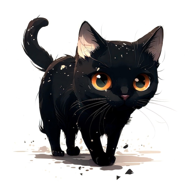 Schwarze Katze isoliert auf weißem Hintergrund Illustration