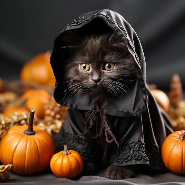 Schwarze Katze und Halloween-Kürbiskunst-Grafikdesign