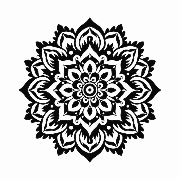 Schwarze Mandala-Vektorkunst Fettfarbige Stencil-Dekorations-Ikonen von Tonal