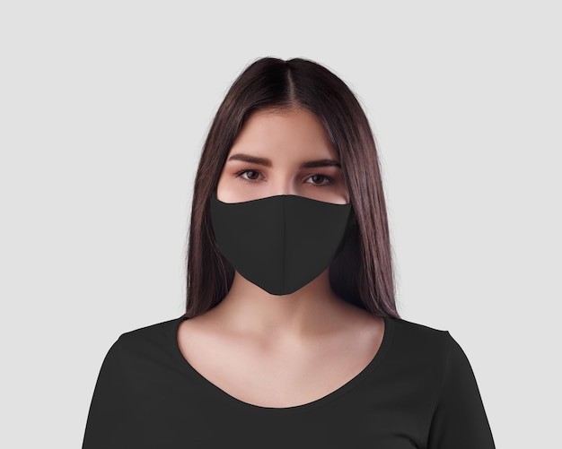 Schwarze nahtlose Maske auf dunkelhaarigem Mädchen