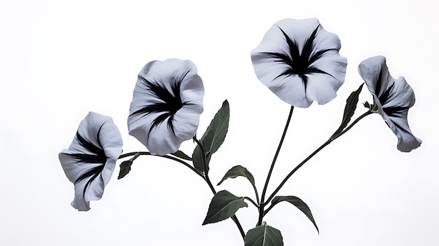 Schwarze Petunie isoliert auf weißem Hintergrund Schwarze Petunienblüte