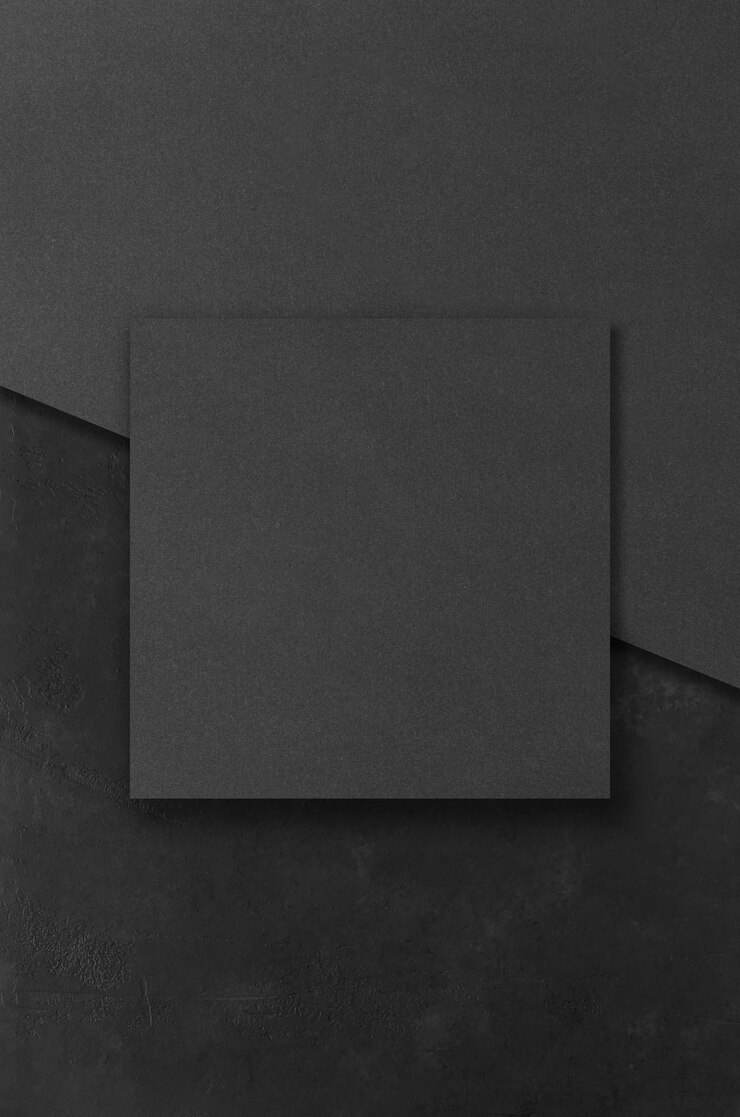 Schwarze rechteckige Mockups auf dunklem Betonhintergrund Designelemente oder Portfolio Kopierbereich