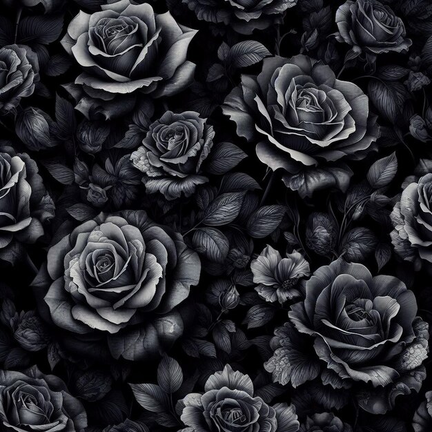 Foto schwarze rose nahtloses blumenmuster stoff hintergrunddesignretro vintage blume elegant isoliert