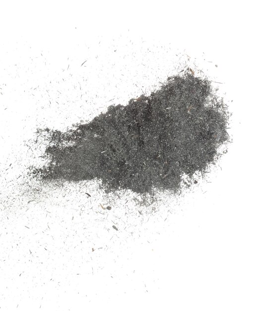 Schwarze Schale Reis Samen Korn fliegen in der Luft Brennen schwarze Schale Paddy fallen Streuung Explosion schweben in Form Form Linie Gruppe Weißer Hintergrund isoliert Einfrieren Bewegung Hochgeschwindigkeitsverschluss