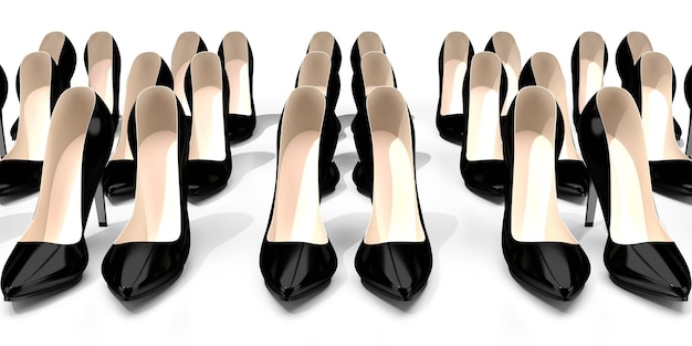 Schwarze Schuhe mit hohen Absätzen isoliert auf weißem Hintergrund