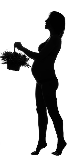 Foto schwarze silhouette der schwangeren frau auf weißem hintergrund