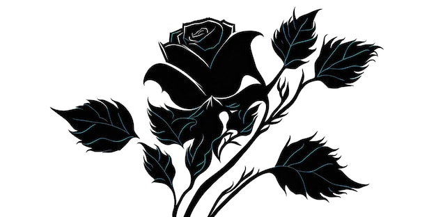 Foto schwarze silhouette von blumen auf grauem hintergrund