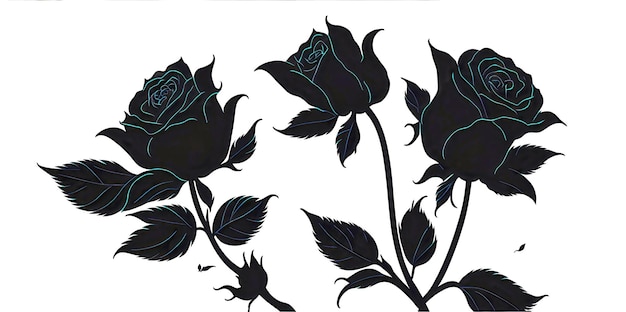 Schwarze Silhouette von Blumen auf grauem Hintergrund