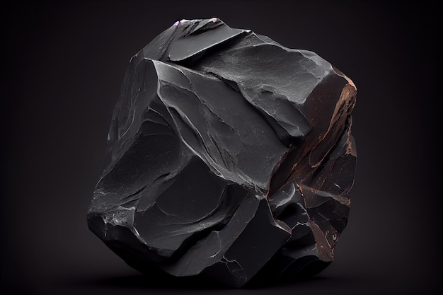 Schwarze Steine auf schwarzem Hintergrund Kohle Nahaufnahme 3D-Darstellung Generative KI