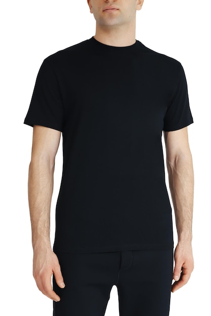Schwarze T-Shirts für Herren Mockup Design-VorlageMockup-Kopierbereich