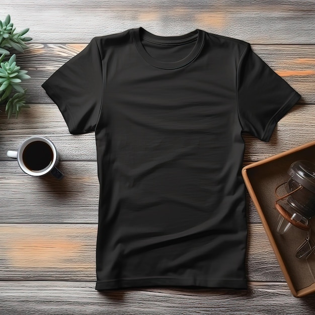 Schwarze T-Shirts mit Kopienraum