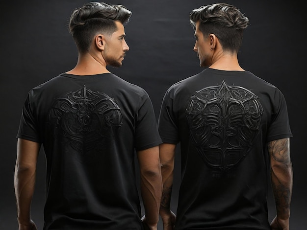 Schwarze T-Shirts mit Rückseite und Rückseite