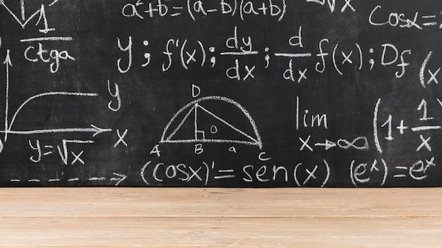 Schwarze Tafel mit mathematischen Problemen