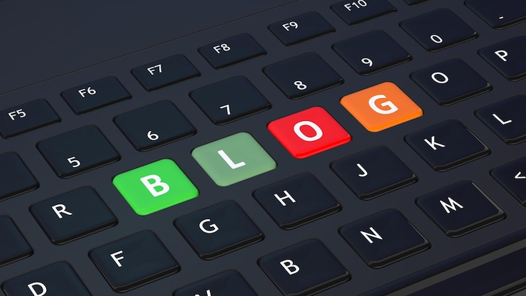 Foto schwarze tastaturnahaufnahme mit wort blog
