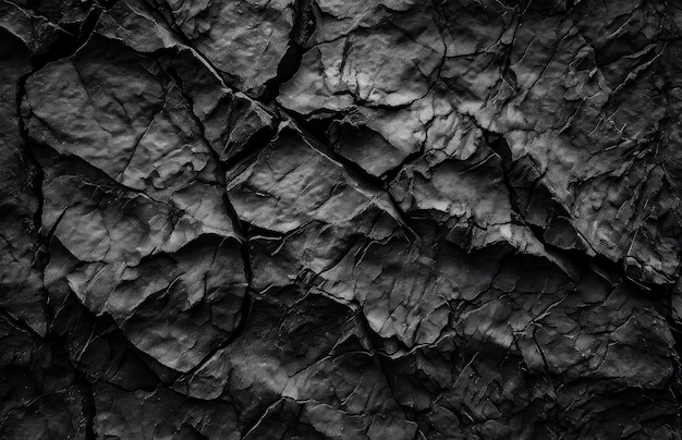 Schwarze Textur eines schwarzen Felsens mit einer rauen Textur.