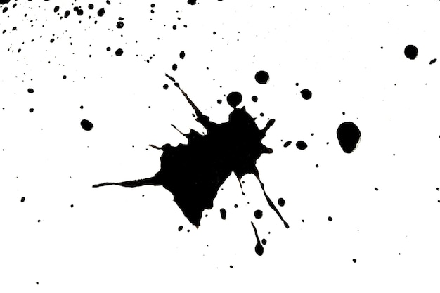 Schwarze Tinte auf weißem Hintergrund Tinteflecken
