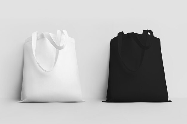 Schwarze Tragetasche für den Einzelhandelseinkauf für Design-Druckmuster Vorlage für wiederverwendbares Baumwoll-Ecobag-Isolat