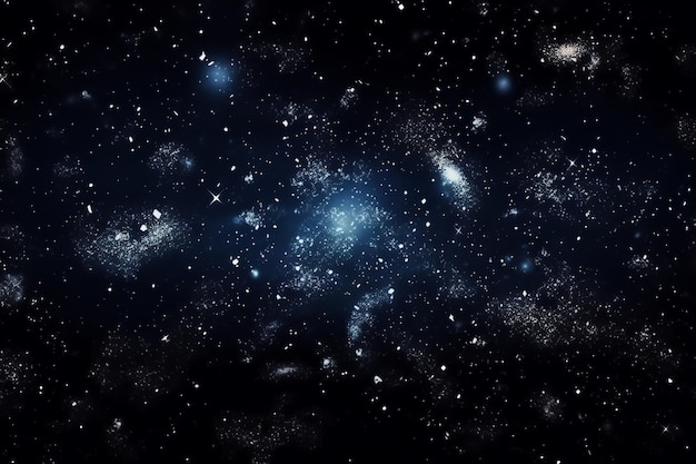 Schwarze und blaue Galaxiesterne auf einem schwarzen Hintergrund