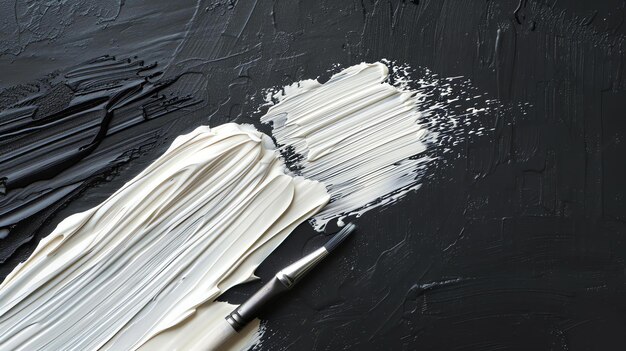 Foto schwarze und weiße abstrakte malerei dicke ölfarbe textur spuren von pinselstrichen