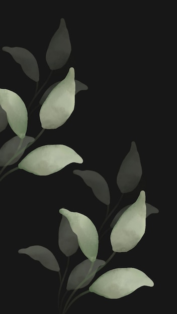 Schwarze und weiße Aquarellblätter Vintage-Blattmuster Blumenmuster nahtlos