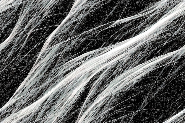 Schwarze und weiße Haarsträhnen nahtloses Textilmuster 3d illustriert