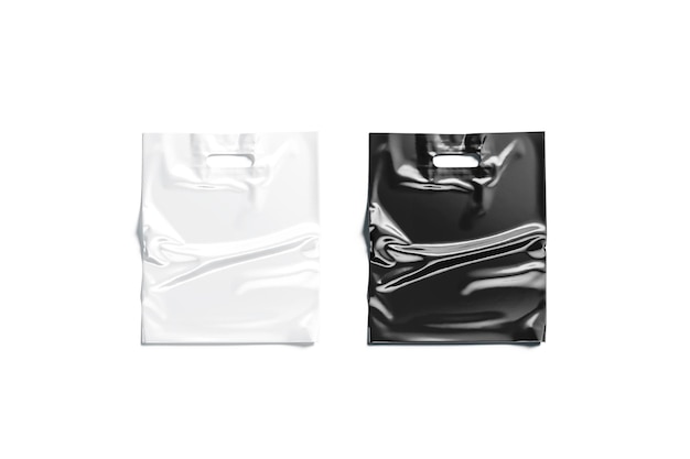 Schwarze und weiße Plastiktüte mit Griffloch Polyethylenverpackung für den Einkauf