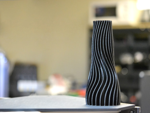 Schwarze Vase Großansicht Objekt gedruckt 3D-Drucker