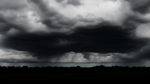 Schwarze Wolken vor dem Regen Sehr dunkle Wolken und der Himmel sind bedeckt