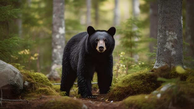 Foto schwarzer bär im wald