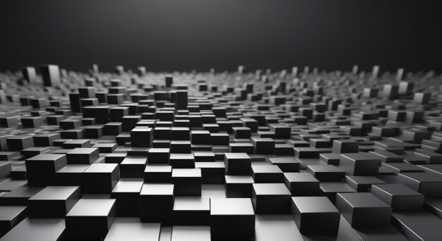 Schwarzer digitaler technologischer Hintergrund mit niedriger Poly-Quadratform 3D-Abstract-Illustration