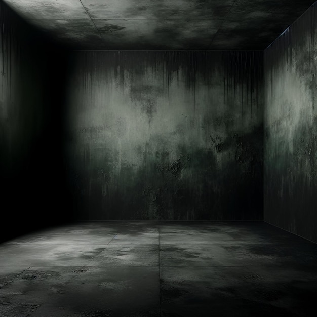Foto schwarzer dunkelolivgrüner horror-hintergrund innenraum beton alter wandboden grunge produkt d