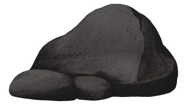 Schwarzer Fels-png-Aufkleber Natur-Illustration durchsichtiger Hintergrund