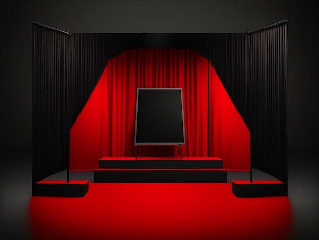 Schwarzer Freitag Podium abstrakte Szene rote Bühne für Produktvorführung auf schwarzem Hintergrund