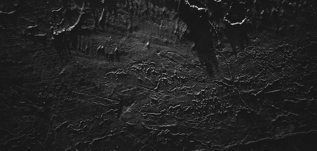 Schwarzer Hintergrund aus natürlichem Pinselstrich, strukturiertem Zement oder Stein, alte Horror-Zementstruktur, gruseliger Grunge-Hintergrund, Wandbeton, altes Schwarz