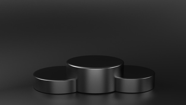 Schwarzer Hintergrund mit schwarzer Podium-Produktanzeige geometrische Form dunkles Set 3D-Rendering