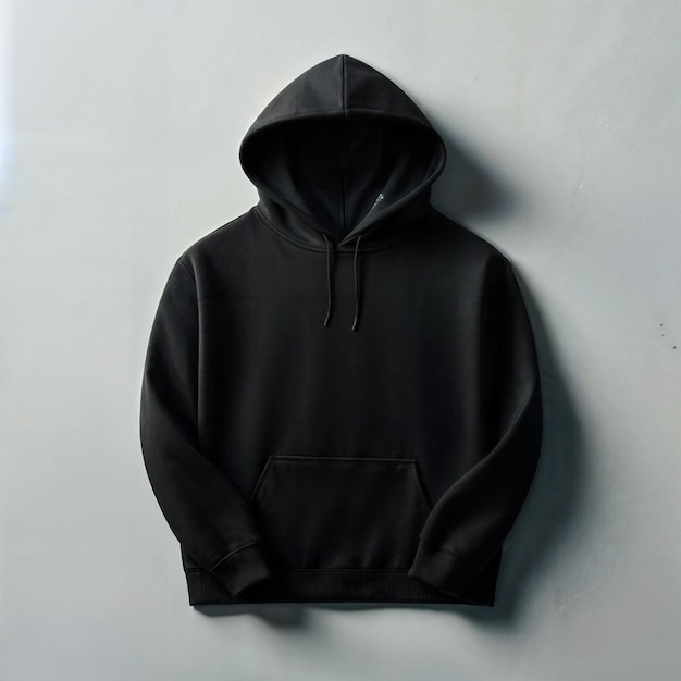 Foto schwarzer hoodie-mockup mit grauem hintergrund hd kostenlos