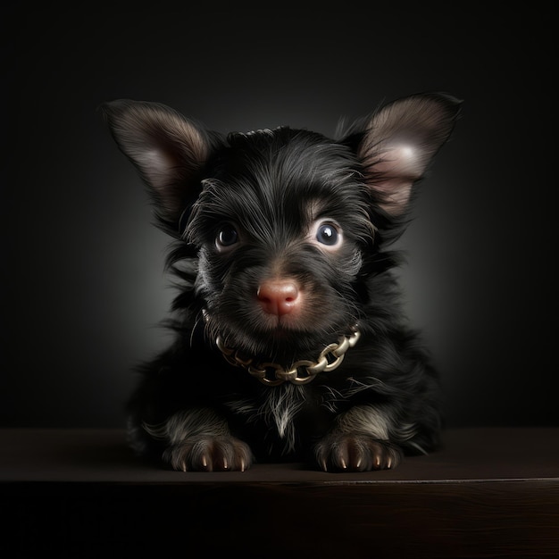 Foto schwarzer hundekörper mit affenhaaren