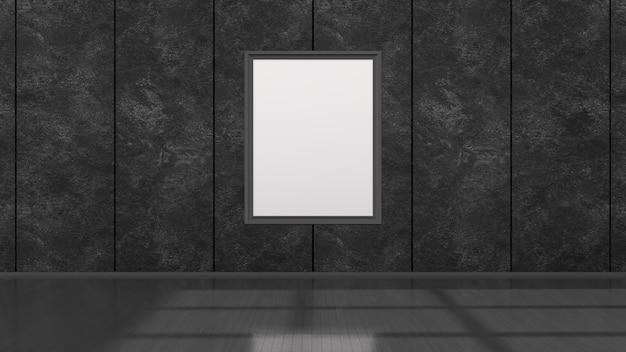 Schwarzer Innenraum mit schwarzen Rahmen für Modell, 3d Illustration