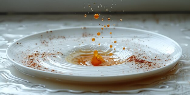 Foto schwarzer kaffee in einem glas verschüttet und auf einem tisch gespritzt