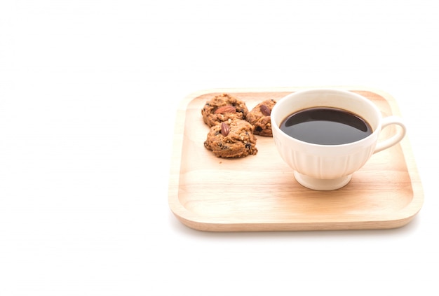 schwarzer Kaffee mit Keksen