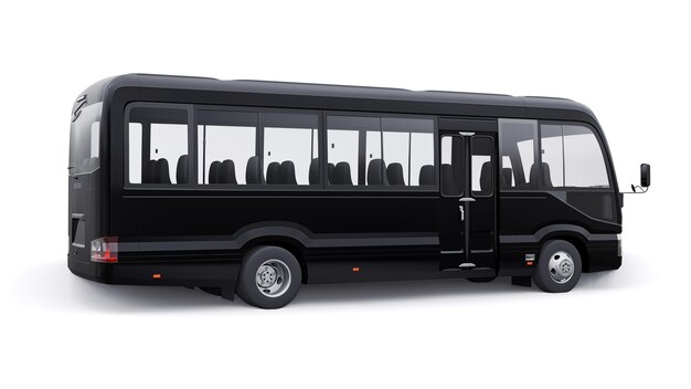Schwarzer Kleinbus für Reisen Auto mit leerer Karosserie für Design und Werbung 3D-Illustration