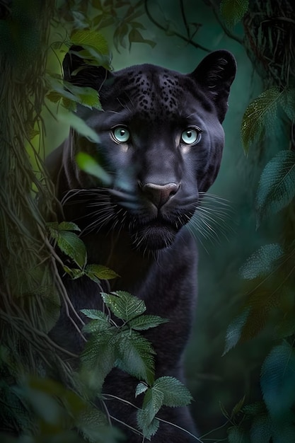 schwarzer Leopard im Wald