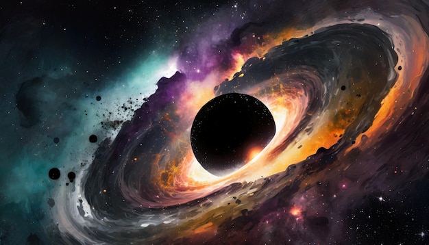 Schwarzer Lochnebel auf Weltraumhintergrund und Tapete