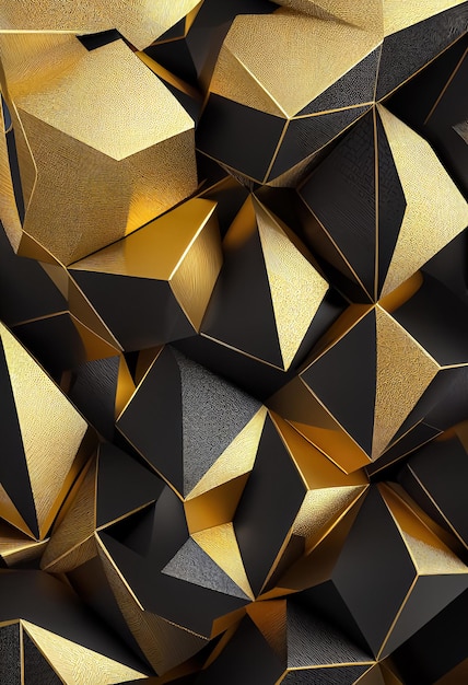 Schwarzer Luxus-Gold-Metallic-Hintergrund Abstrakte geometrische Premium-Design-Kulisse 3D-Illustration