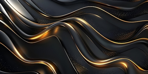 Schwarzer Luxus-Hintergrund mit goldenen Linien und Funkeln Ai Generated